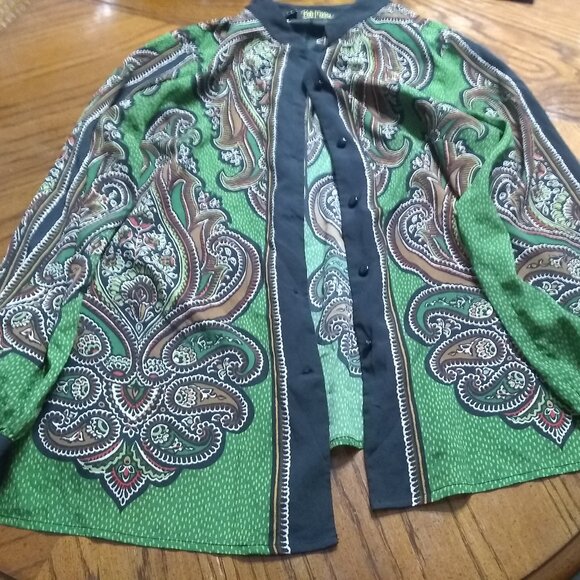 Bob Mackie Tops - Long Sleeve Elegant Blouse with Patters